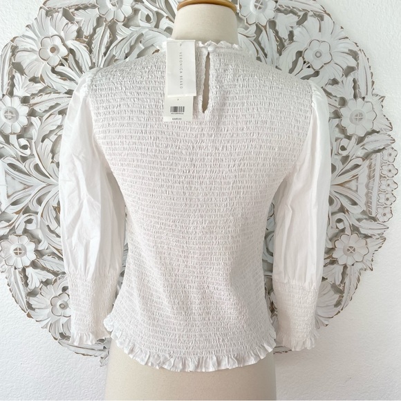 {Veronica Beard} Kali Smocked Top, Off White, Size 2, NWT - Picture 7 of 8